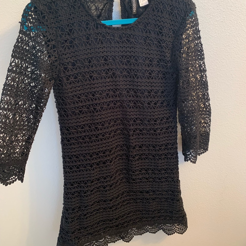 Divided Black Lace Mini Dress